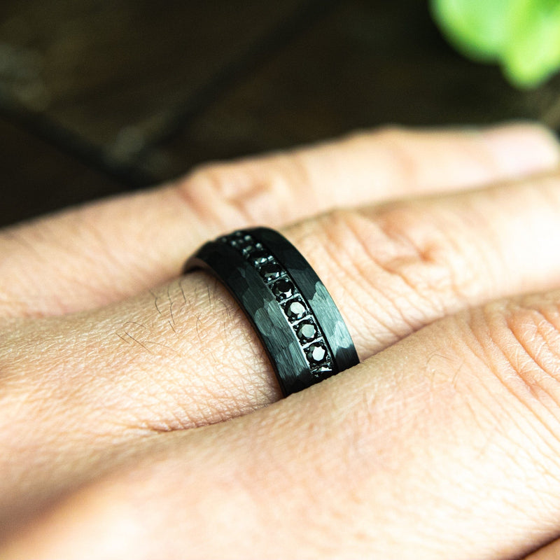 The Black Panther- Tungsten Black Sapphire Diamond Men's Wedding Ring | Madera Bands