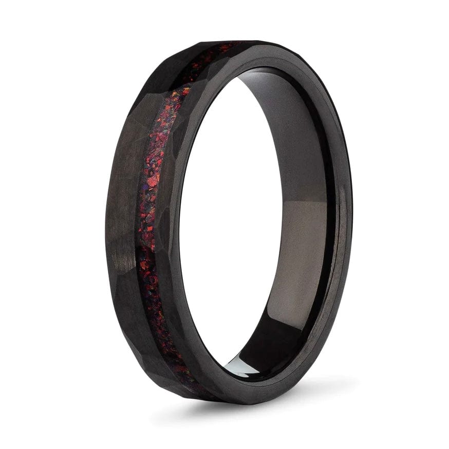The Rogue- Opal Black Tungsten Women's Wedding Ring Madera Bands