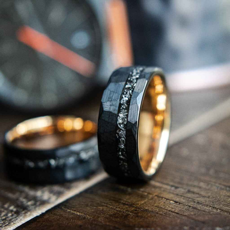 The Luna- Tungsten & Meteorite Men's Wedding Ring | Madera Bands