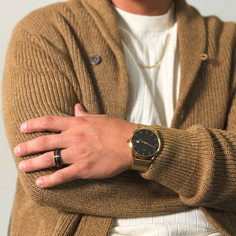 Stylish man in a sweater wearing a watch