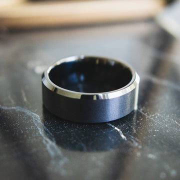 MENDEL Mens Tungsten Carbide Carbon Fiber Inlay Engagement