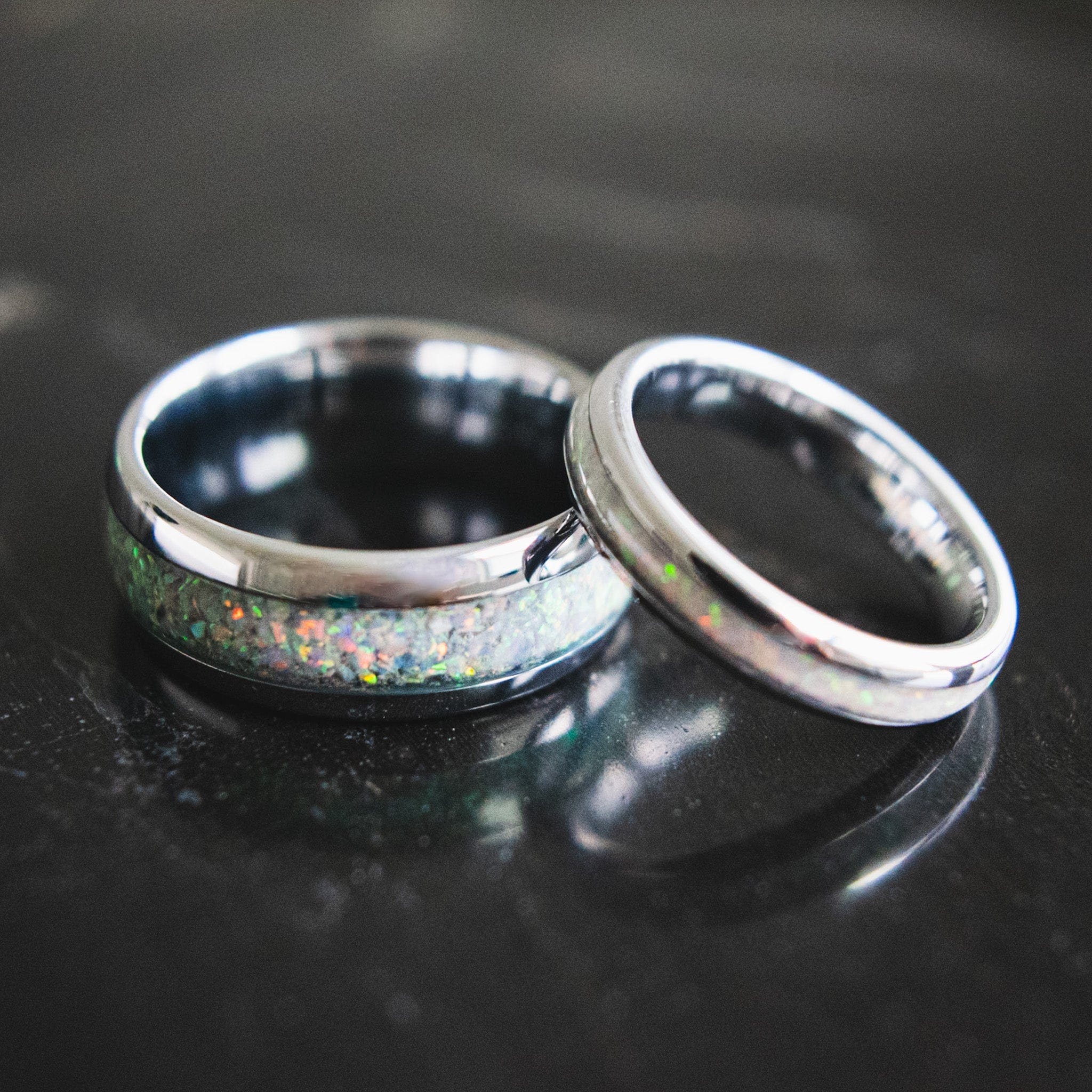 White Gold Opal Wedding Band | The Beauty | Madera Bands