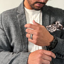 A man wearing the Beast 2.0 men’s white opal ring