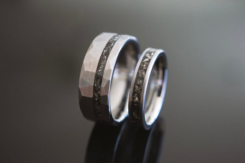matching meteorite wedding set