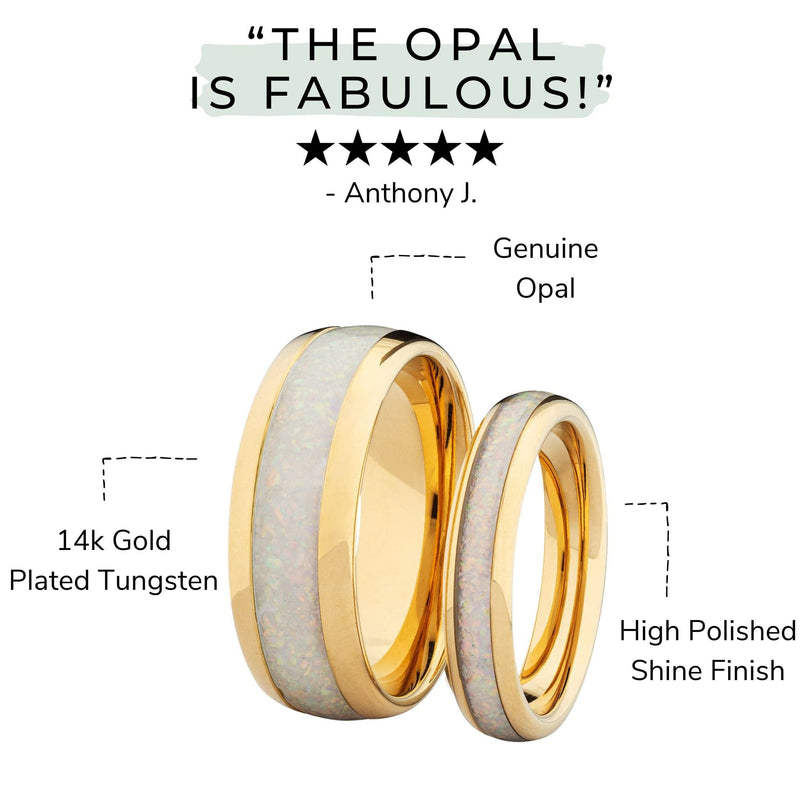 matching opal rings with gold bands materials illustration