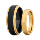 matching yellow gold wedding band set