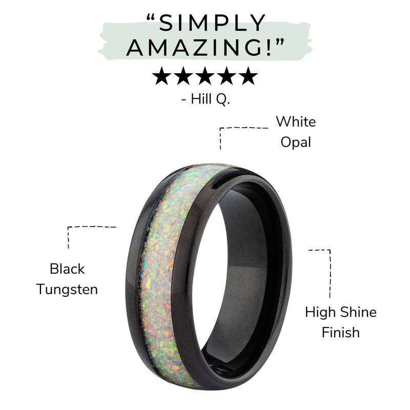 Image showing the details of the Beast 2.0 men’s white opal ring