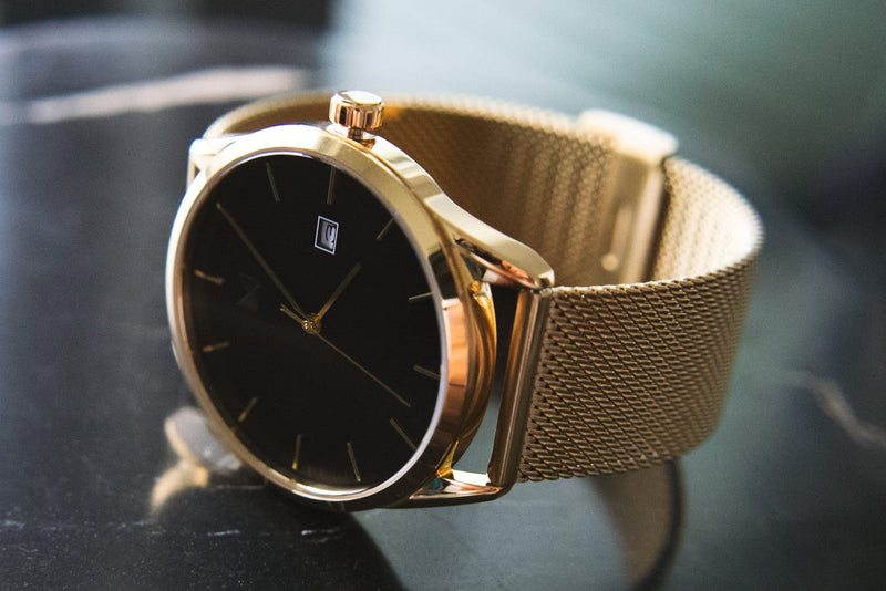 The Prestige men's gold mesh watch