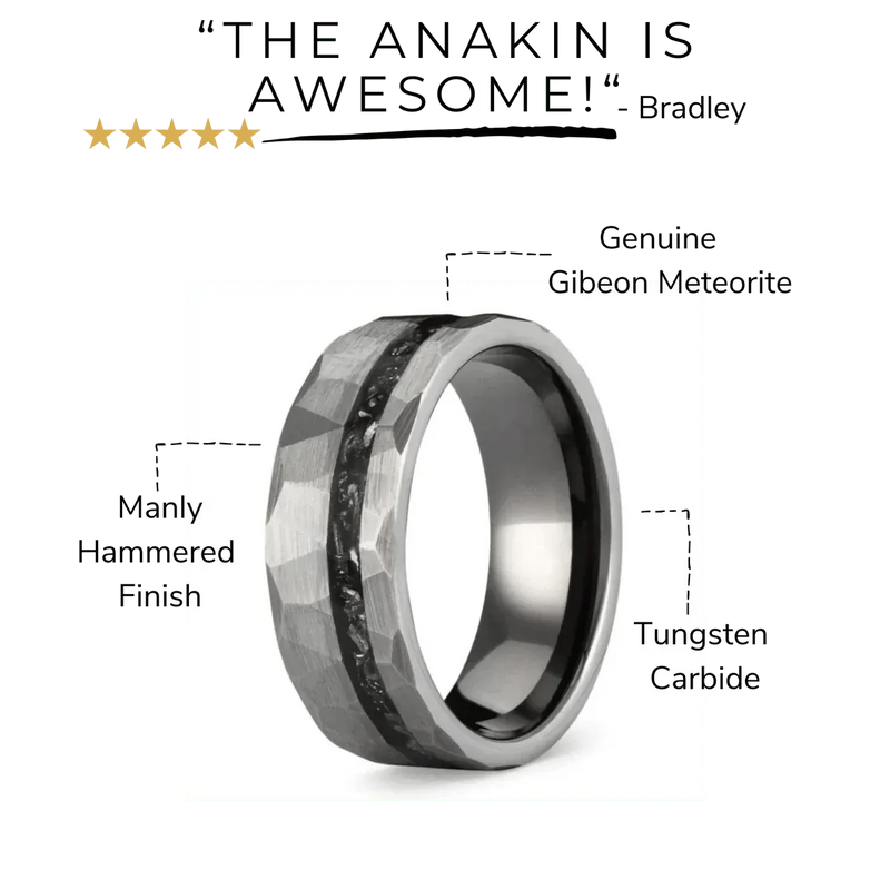 Details image for The Anakin silver hammered wedding band