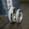 The Beast & Beauty- Opal White Gold Tungsten Couple's His & Hers Wedding Rings | Madera Bands