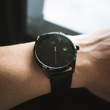Black Leather Men's Watch | The Onyx