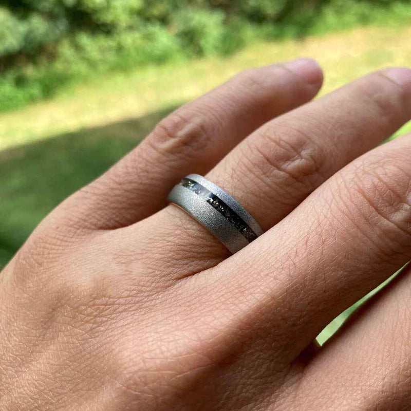 The Bruce- Meteorite & Rose Gold Tungsten Men's Wedding Ring | Madera Bands