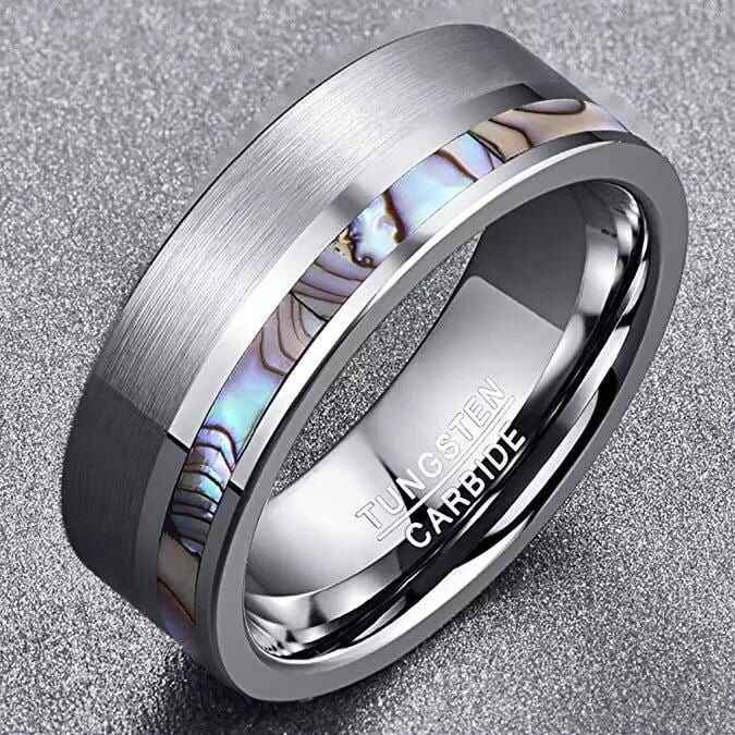 The Da Vinci- Tungsten & Abalone Shell Men's Wedding Ring | Madera Bands