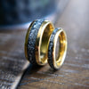 The Gold Romeo & Juliet- Couples Meteorite Gold His & Hers Wedding Rings | Madera Bands