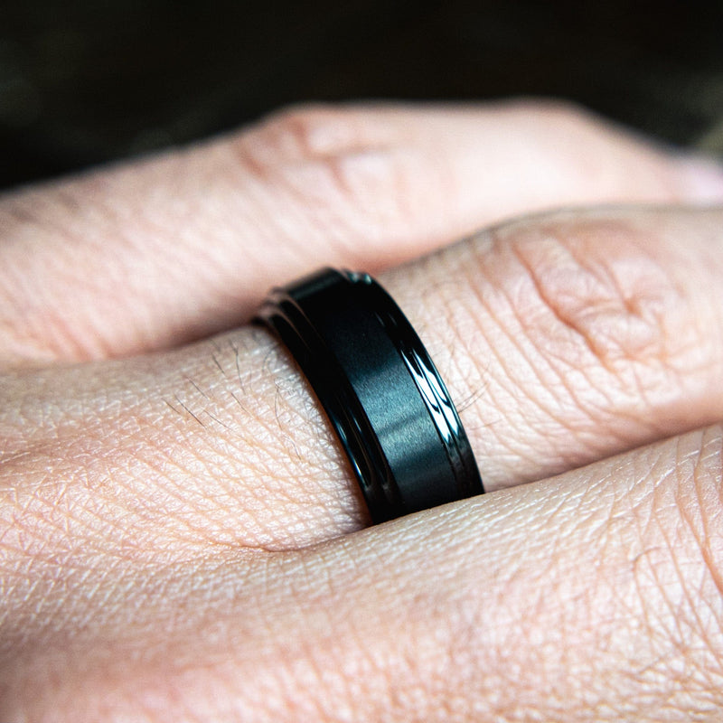 The Golfer-  Men's Black Wedding Band | Madera Bands | Afterpay