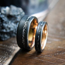 The Jack & Rose- Couples Meteorite His & Hers Black Tungsten Wedding Bands | Madera Bands