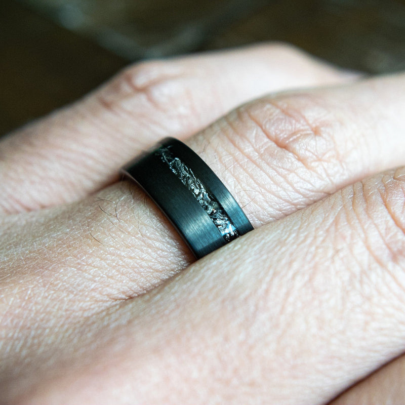 The Jack & Rose- Couples Meteorite His & Hers Black Tungsten Wedding Bands | Madera Bands