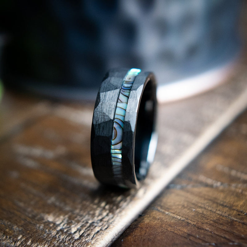 The Jonah- Black Tungsten & Abalone Men's Wedding Ring | Madera Bands