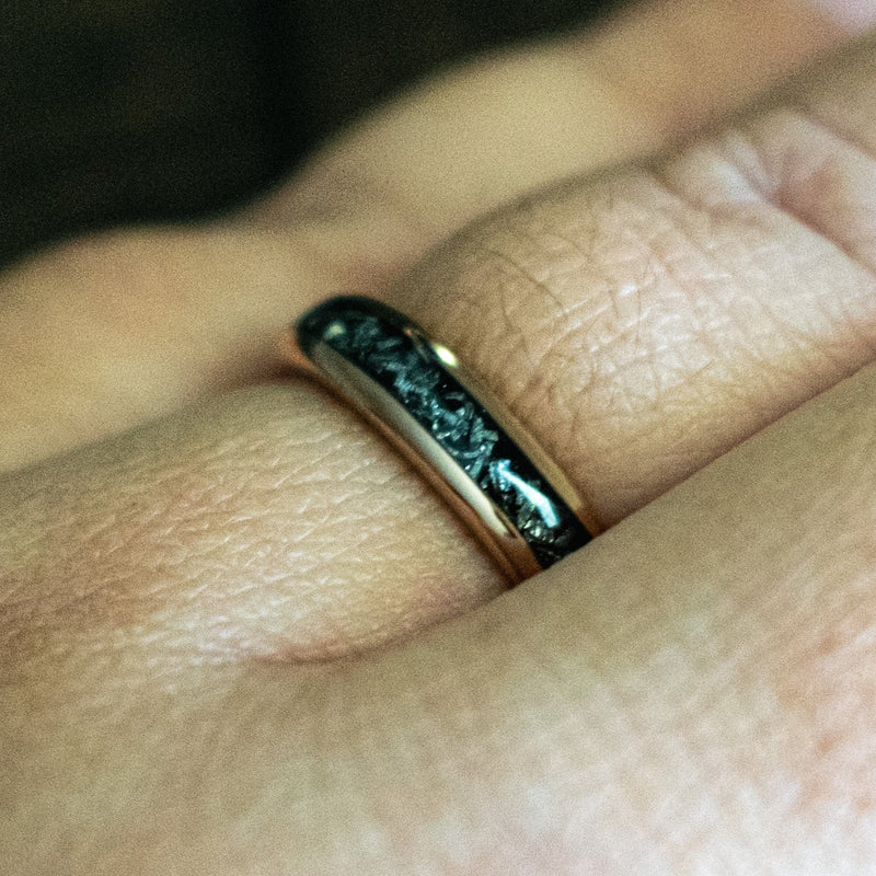 The Juliet- Meteorite Rose Gold Tungsten Women's Wedding Ring | Madera Bands