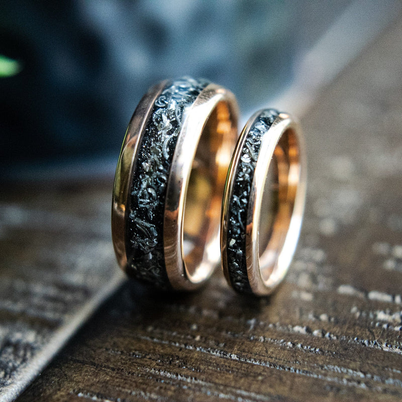 The Juliet- Meteorite Rose Gold Tungsten Women's Wedding Ring | Madera Bands