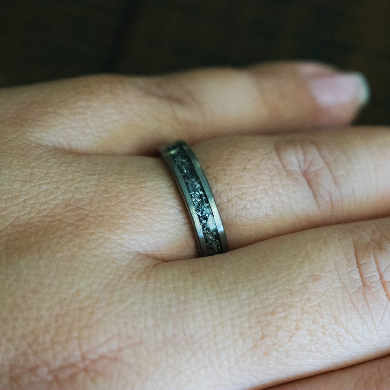 The Leia- Meteorite Tungsten Women’s Wedding Ring | Madera Bands