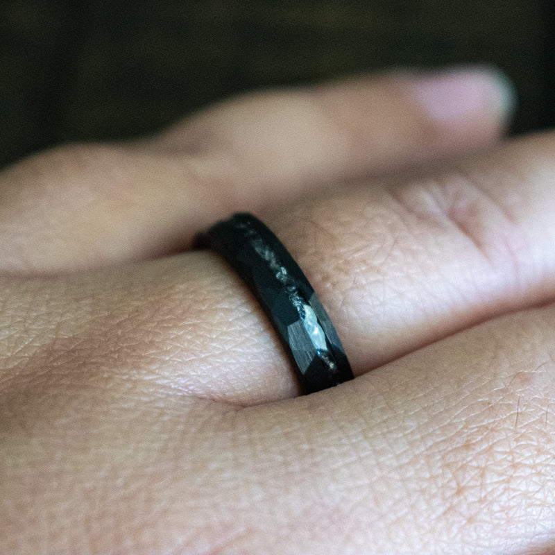 The Lois- Meteorite Black Tungsten Women's Wedding Ring | Madera Bands