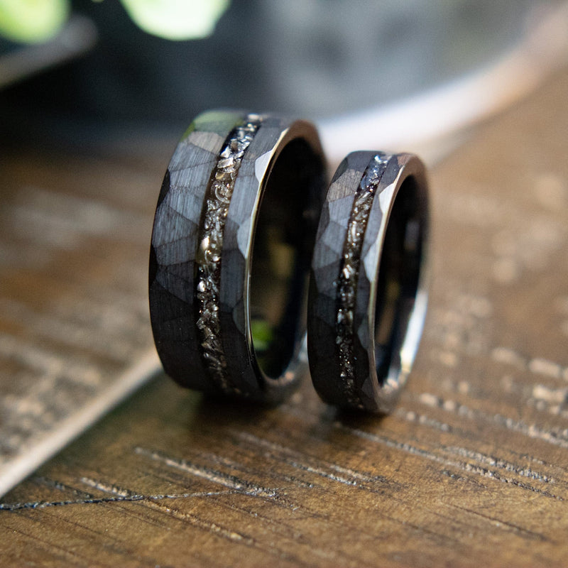 The Lois- Meteorite Black Tungsten Women's Wedding Ring | Madera Bands