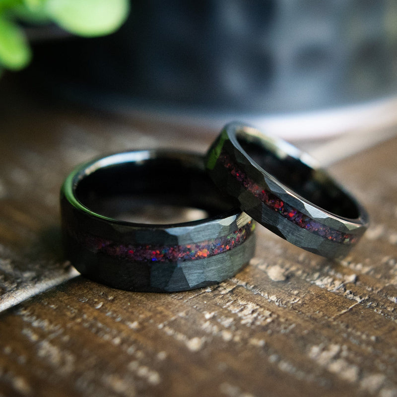 The Rogue- Opal Black Tungsten Women's Wedding Ring | Madera Bands