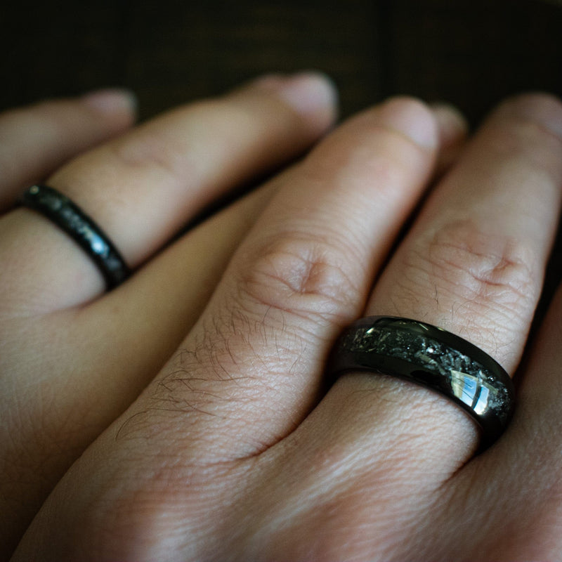 The Romeo & Juliet 2.0 - Couples Meteorite His & Hers Wedding Rings | Madera Bands