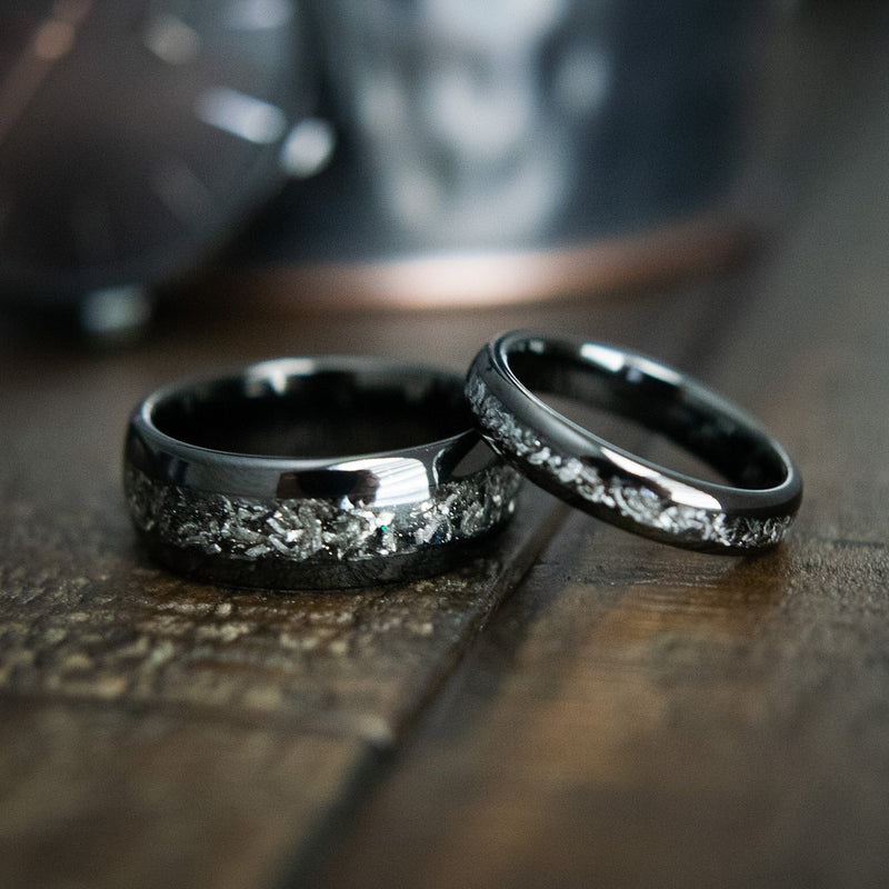 The Romeo & Juliet 2.0 - Couples Meteorite His & Hers Wedding Rings | Madera Bands