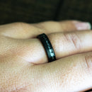 The Rose- Meteorite Black Tungsten Women's Wedding Band | Madera Bands