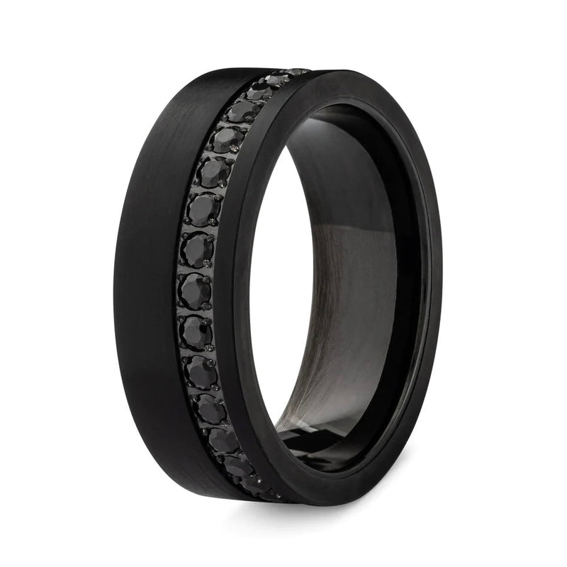 The Stealth- Tungsten Black Sapphire Diamond Men's Wedding Ring | Madera Bands