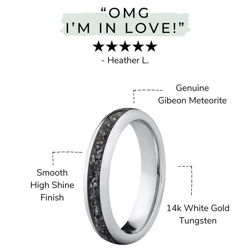 Details image of the Juliet White Gold meteorite ring 