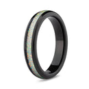 The Beauty 2.0 women’s black wedding band with white opal