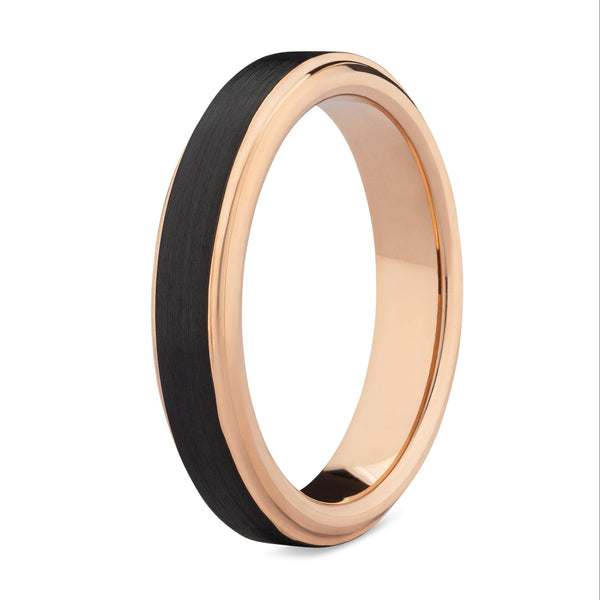 women's black and rose gold wedding band 