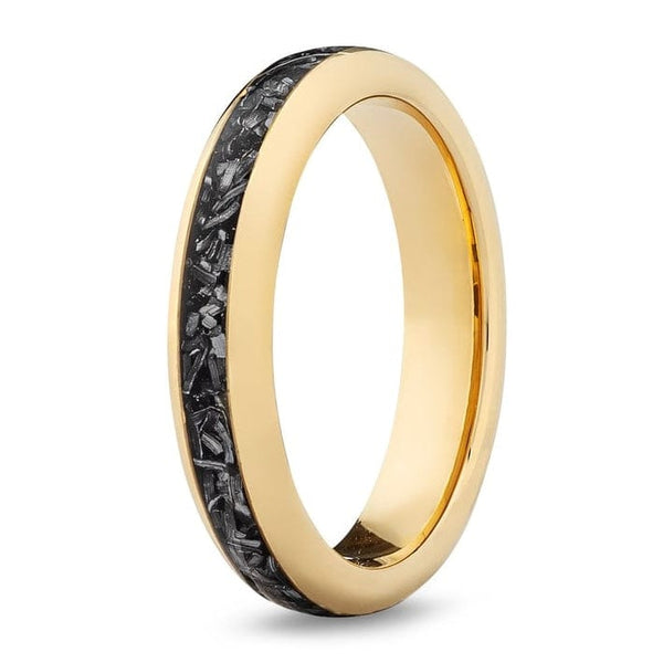 women's gold and meteorite wedding band