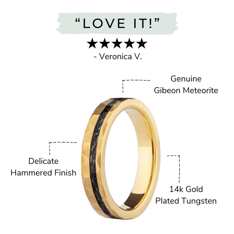 women’s hammered wedding band illustration features