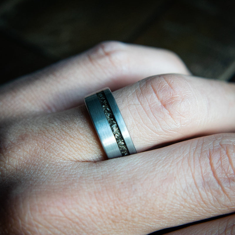 Han & Leia- Couples Meteorite Tungsten His Hers Wedding Rings | Madera Bands