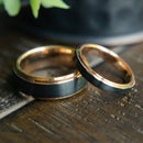 Couples Rose Gold Black Tungsten His Hers Wedding Rings | Madera Bands 