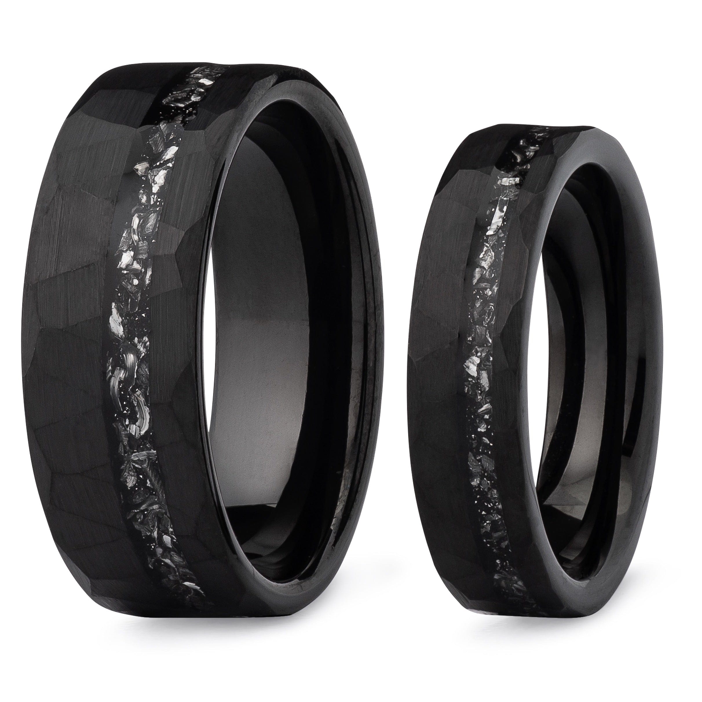 Eternity 「lose sight of...」 The Lois & Kent- Couples Meteorite Black Tungsten His & Hers