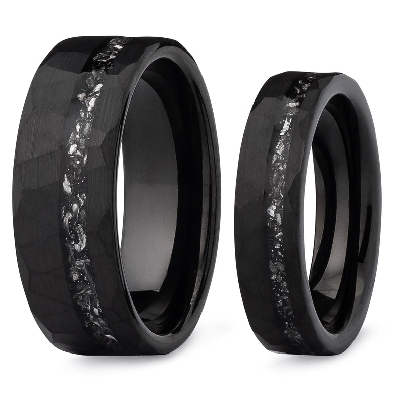 Couples Wedding Rings- Meteorite Men’s Wedding Rings- Wedding Rings For Couples- Madera