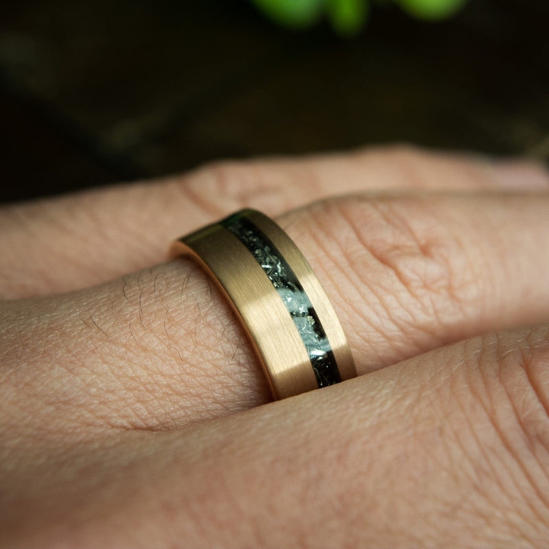 Meteorite Men's Wedding Rings |Tungsten Men's Wedding Rings | Rose Gold Men’s Wedding Rings | Madera Bands