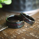 Rogue & Gambit- Couples His & Hers Tungsten Opal Black Wedding Rings | Madera Bands