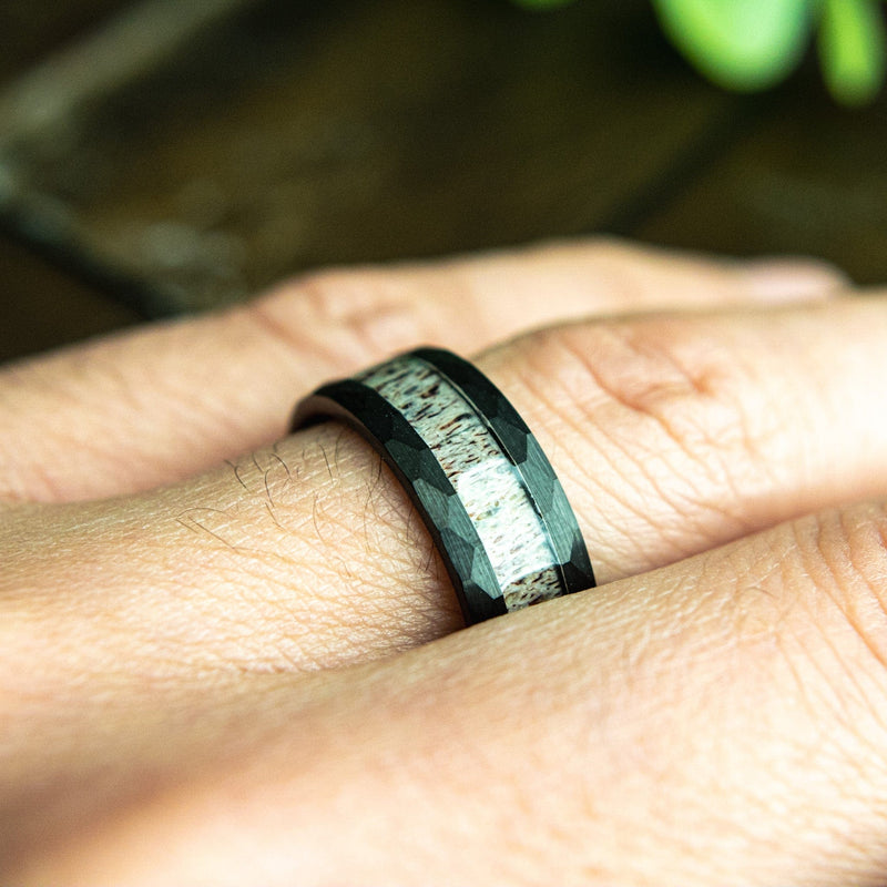 The Antler- Tungsten & Deer Antler Men's Wedding Ring | Madera Bands