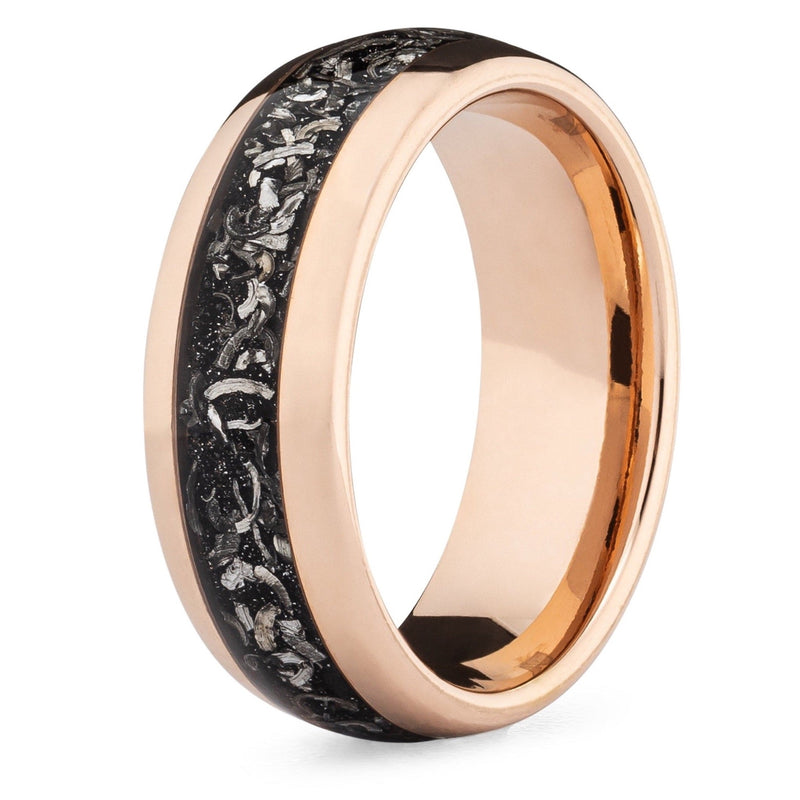 The Bruce- Meteorite & Rose Gold Tungsten Men's Wedding Ring | Madera Bands