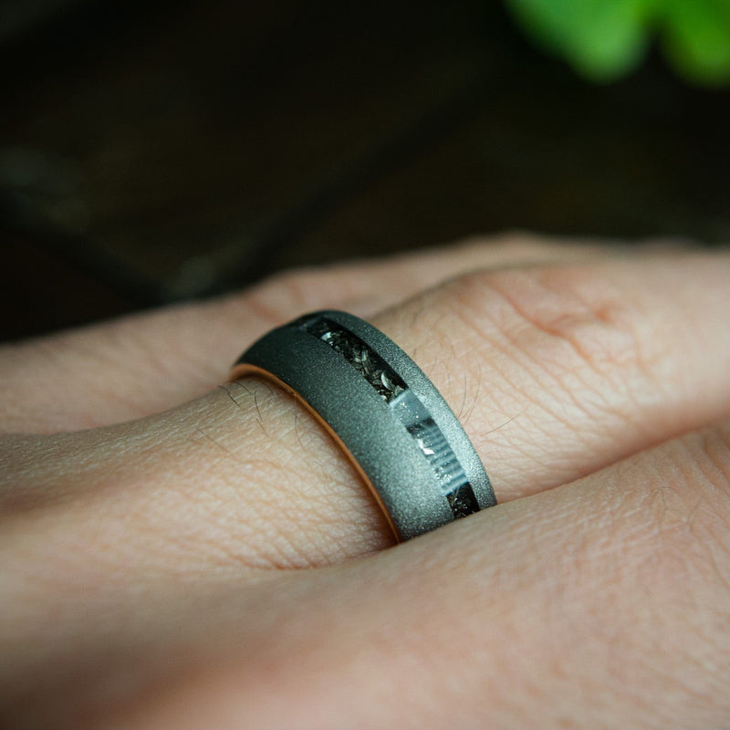 The Bruce- Meteorite & Rose Gold Tungsten Men's Wedding Ring | Madera Bands