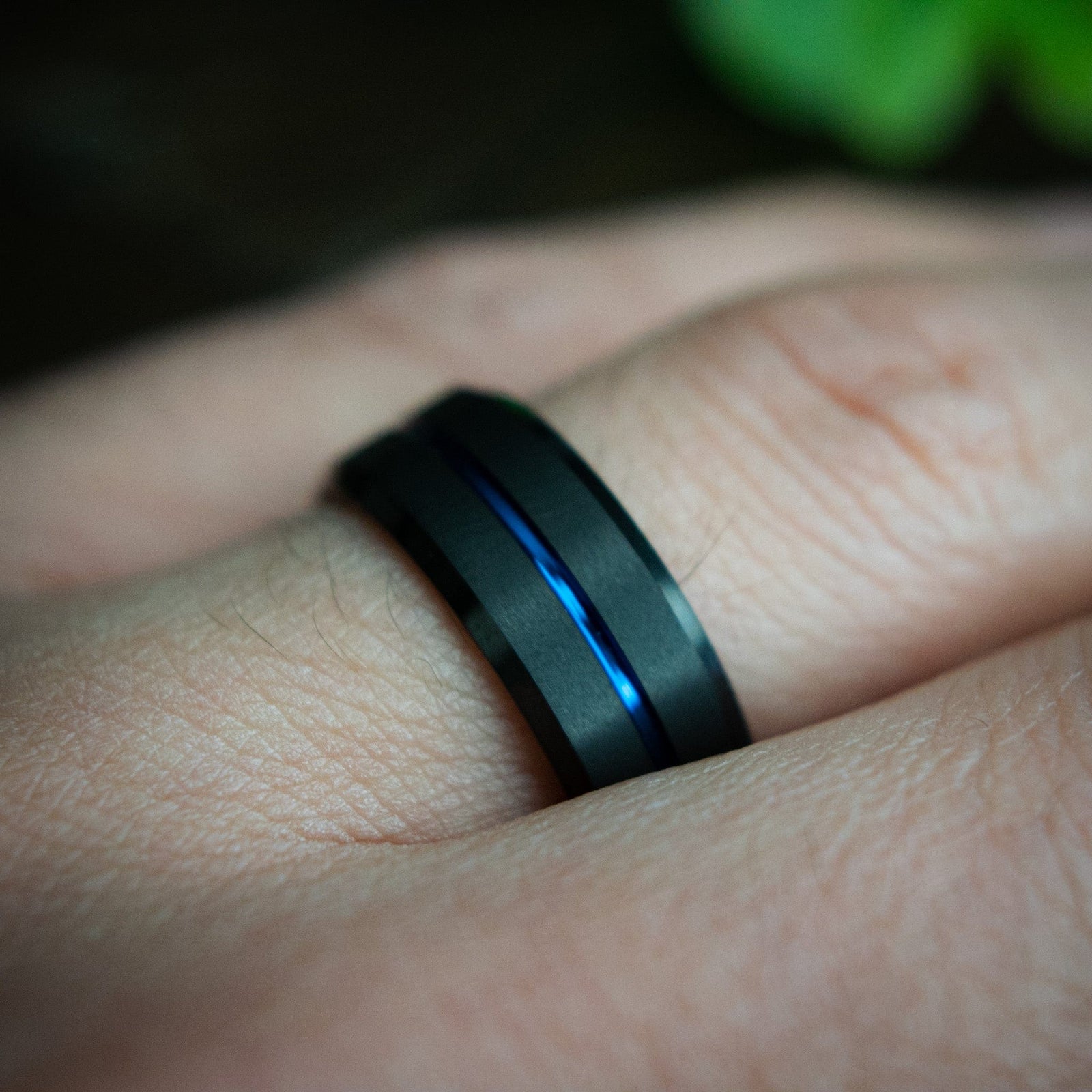 The Cop - Men’s Black and Blue Wedding Band | MaderaBands