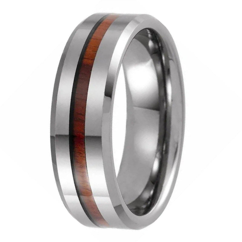 The Captain- Tungsten Men's Wedding Rings | Mens Wood Wedding Ring | Madera Bands