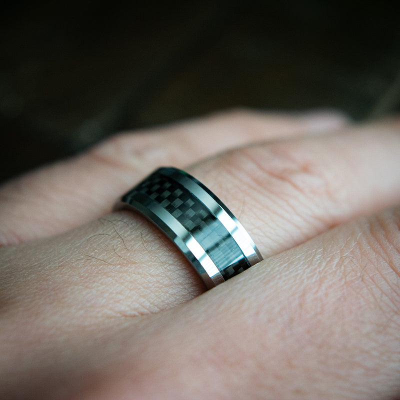 The Competitor- Tungsten and Carbon Fiber Men's Wedding Rings | Madera Bands