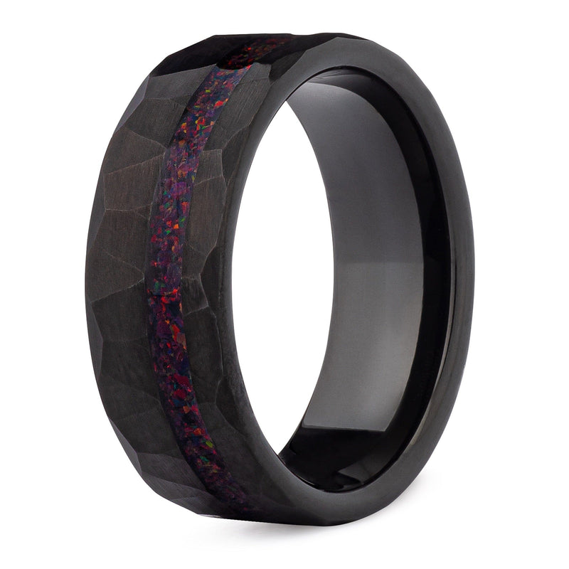 The Gambit- Black Tungsten Opal Men's Wedding Ring | Madera Bands